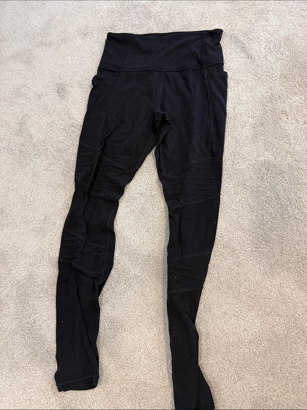 Athleta Black Ribbed Knee Stretch Leggings